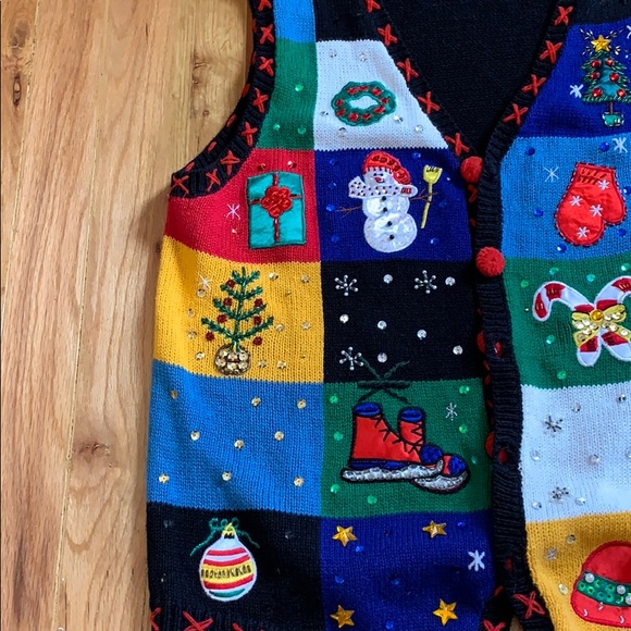 Holiday sparkly Ugly sweater vest free w purchase - Picture 3 of 6